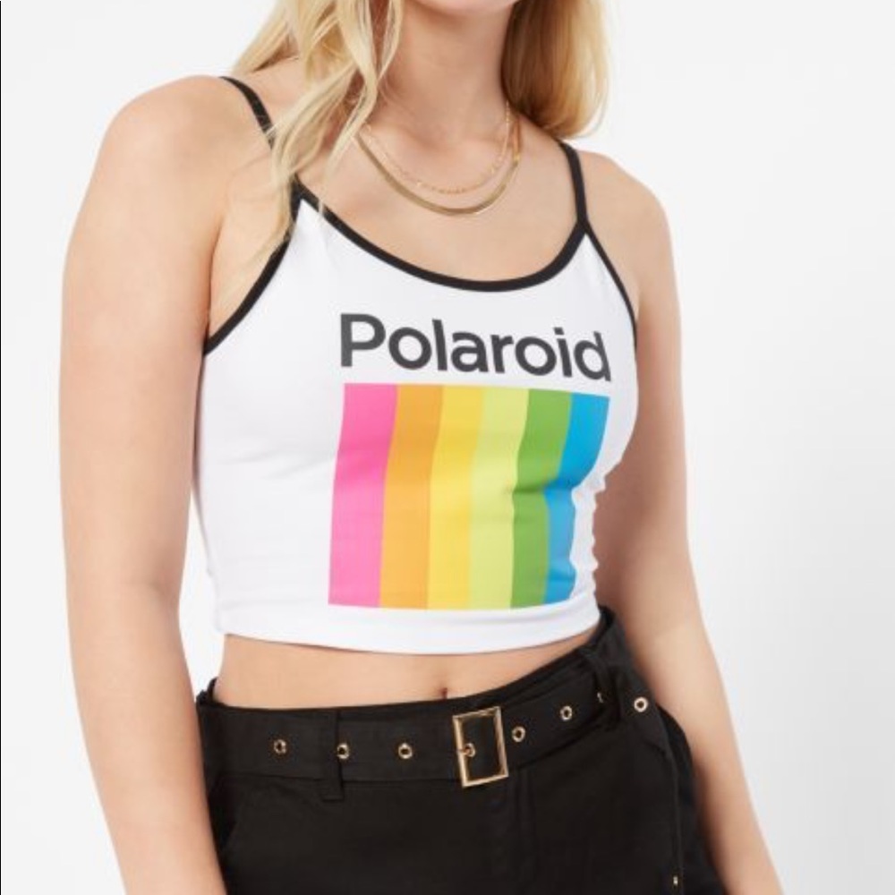 SOLD! Polaroid White Crop top tank top